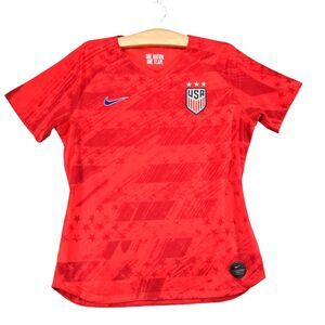 Nike Dri-Fit USA Soccer Jersey Womens Large Short Sleeve Red Crew Neck